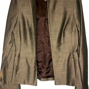 Kenneth Cole bronze‎ metallic silk shantung look slim fit modern blazer Size 2